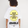 Even&Odd Cut Smile - T-Shirt Imprimé - White