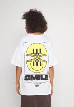 Even&Odd Cut Smile - T-Shirt Imprimé - White