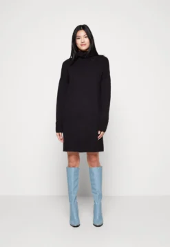 Even&Odd Rollkragen Mini Basic Strickkleid - Robe Pull - Black