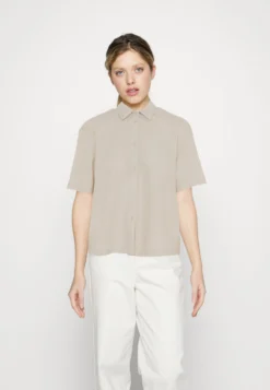 Even&Odd Linen-Mix Button Down Blouse - Chemisier - Beige