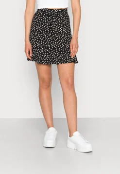 Even&Odd Mini Skirt With Volant - Jupe Trapèze - Black/White