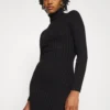 Even&Odd Rollkragen Bodycon Ripp Midi Strickkleid - Robe Fourreau - Black