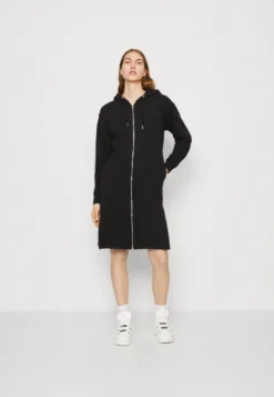 Even&Odd Extra Long Jacket - Sweat Zippé - Black