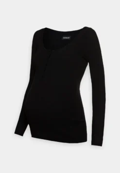 Nursing Button Placket - Pullover - Black