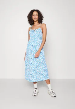 Midi Summer Dress - Robe De Jour - Blue/White